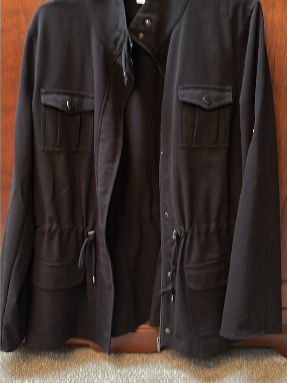 NWOT Calvin Klein Black Drawstring  Lightweight Spring/Summer Jacket L